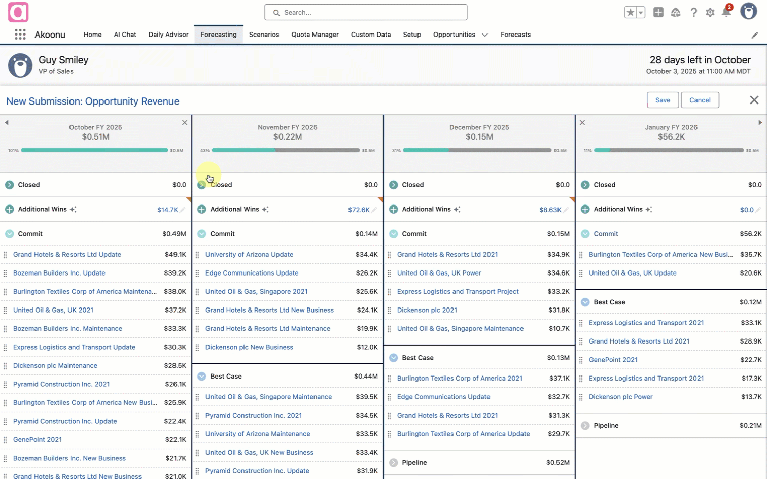 Drag and Drop Forecast Adjustments